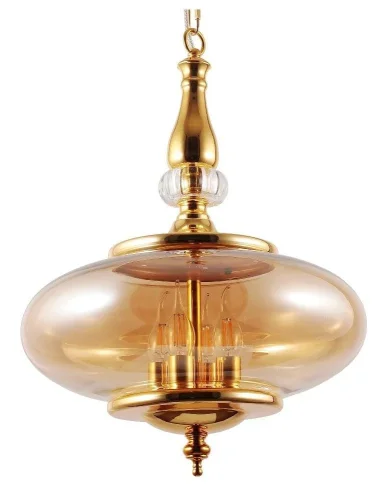 Светильник подвесной лофт MIEL SP4 GOLD Crystal Lux прозрачный янтарный 4 лампы, основание золотое в стиле лофт выдувное фото 2